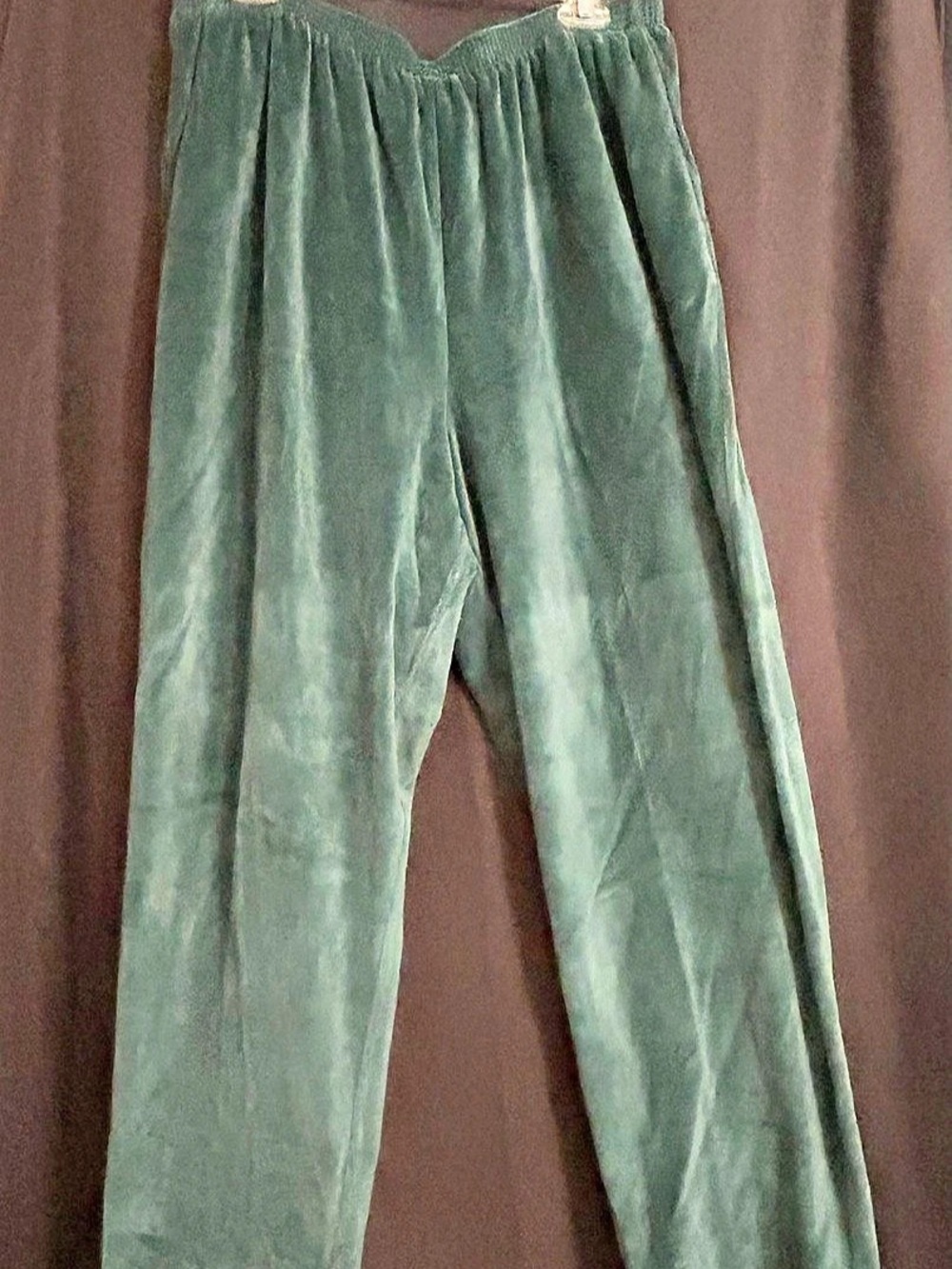 Alfred Dunner Kashmir Velvet Pull-On Pants Green Size 18 NWT